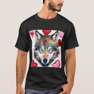 Camiseta Dia de os namorados Amor Coração Namorada Lobo Bon