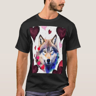 Camiseta Dia de os namorados Amor Coração Namorada Lobo Bon