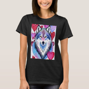 Camiseta Dia de os namorados Amor Coração Namorada Lobo Bon