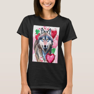 Camiseta Dia de os namorados Amor Coração Namorada Lobo Bon