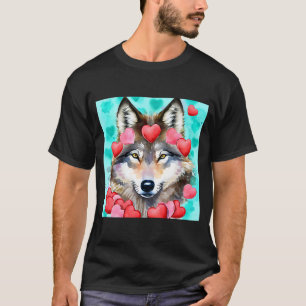 Camiseta Dia de os namorados Amor Coração Namorada Lobo Bon