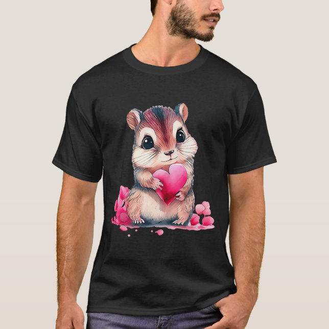 Camiseta Dia de os namorados Animal Beija Hamster (Frente)