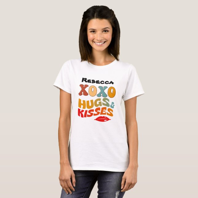 Camiseta Dia de os namorados Bold XOXO Hugs & Kisses (Frente Completa)