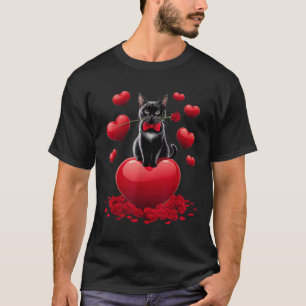 Camiseta Dia de os namorados Bonito Negra Gata Negra Menina
