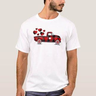 Camiseta Dia de os namorados Caminhão Vermelho Buffalo Xadr