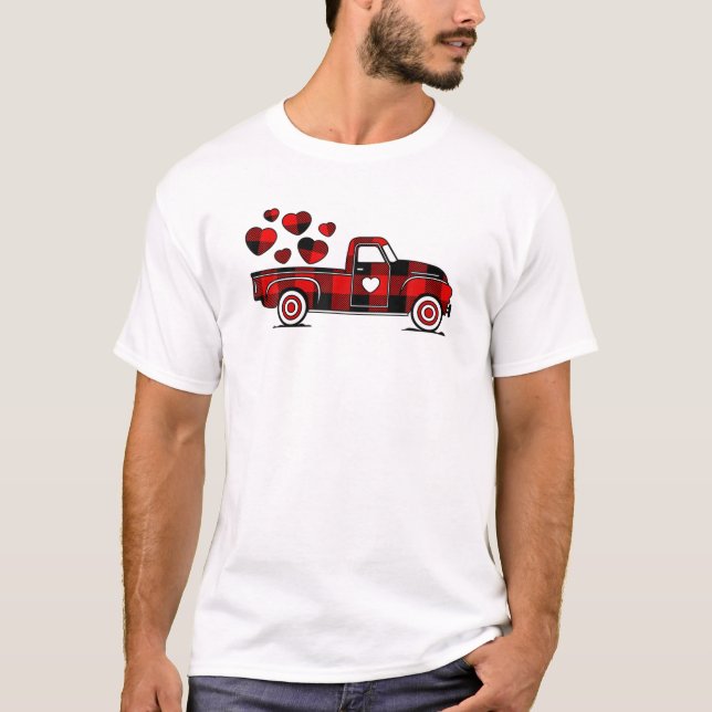 Camiseta Dia de os namorados Caminhão Vermelho Buffalo Xadr (Frente)