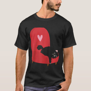 Camiseta Dia de os namorados Cat w Red Heart gatinho fofo v