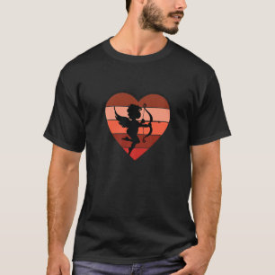 Camiseta Dia de os namorados Cupid Black Silhouette Heart W