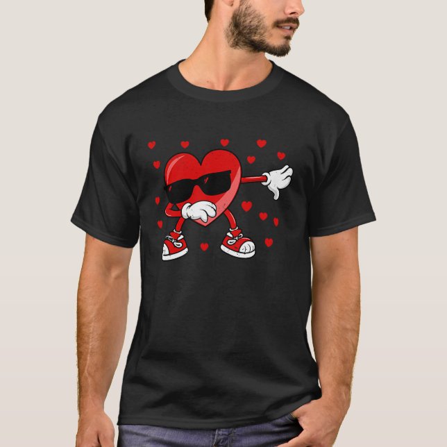 Camiseta Dia de os namorados Dabbing Heart Engraçado Dab Da (Frente)