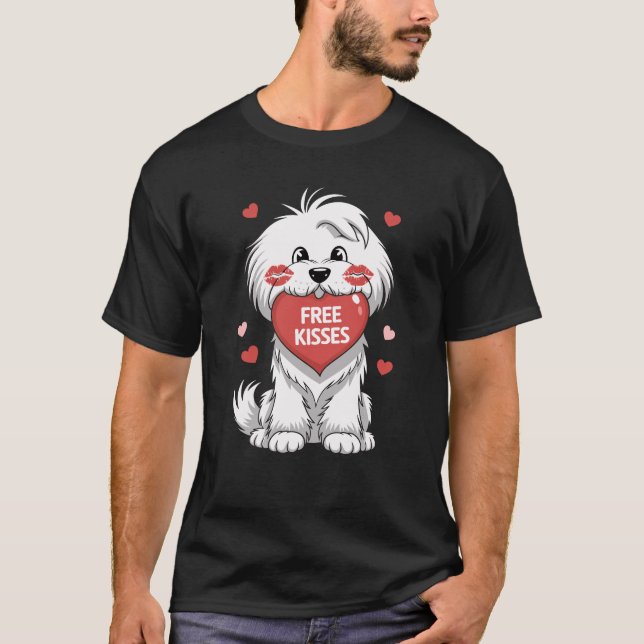 Camiseta Dia de os namorados de Algodão do Cão de Tulear Li (Frente)