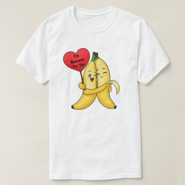 Camiseta Dia de os namorados de Banana Unisex (Frente do Design)
