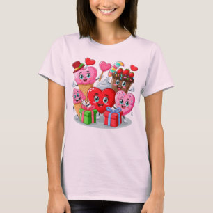 Camiseta Dia de os namorados de Cartoon Heart & Sweet amigo