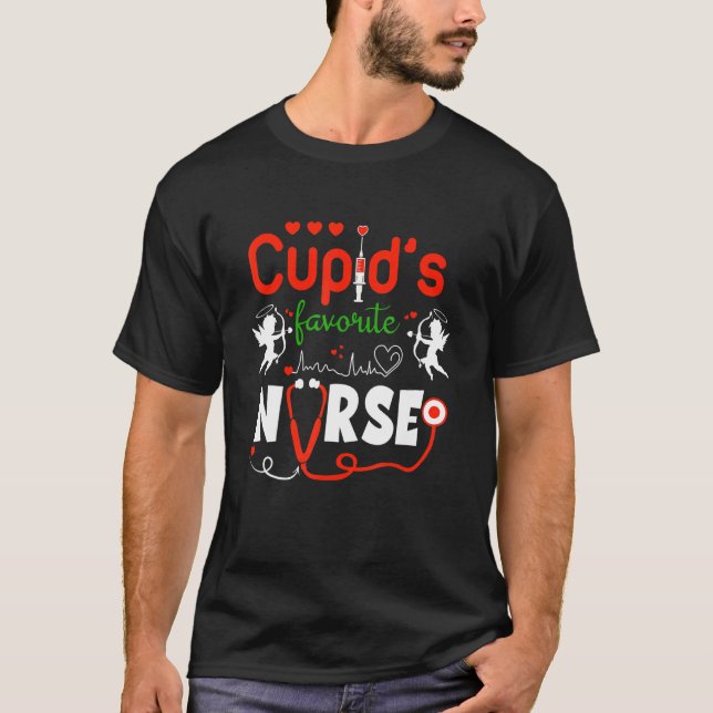 Camiseta Dia de os namorados de Enfermeira Favorita de Cupi (Frente)