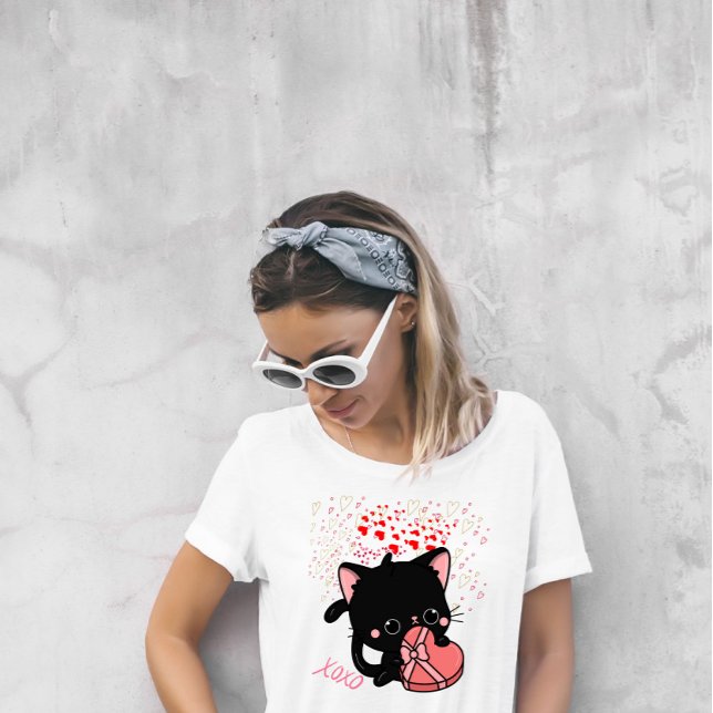 Camiseta Dia de os namorados de gatos (Criador carregado)