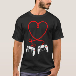 Camiseta Dia de os namorados De Jogador De Vídeo Com O Cora