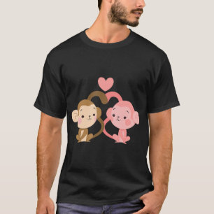 Camiseta Dia de os namorados De Macaco Bonito Para Meninos