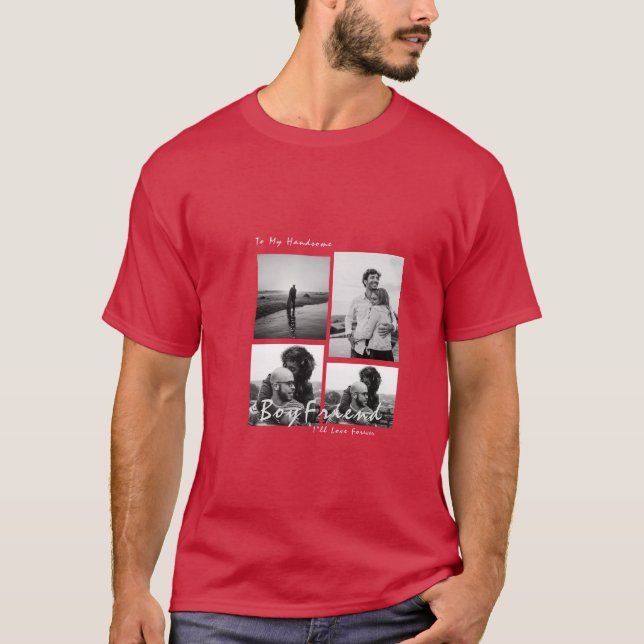 Camiseta dia de os namorados de Namorado de Colagem de 4 Fo (Frente)