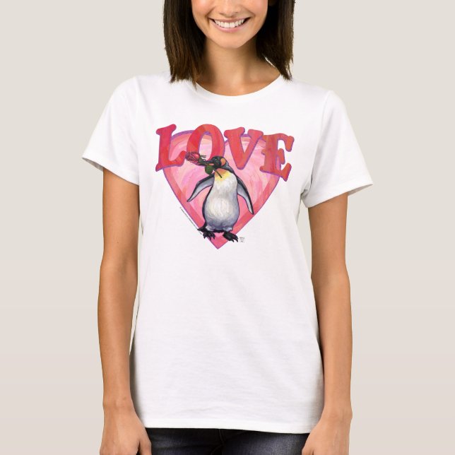 Camiseta Dia de os namorados de pinguim (Frente)