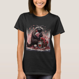 Camiseta Dia de os namorados de poesia de lixo Raccoon