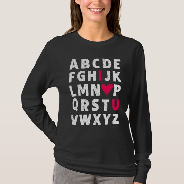 Camiseta Dia de os namorados De Professores Abc I Love You  (Frente)