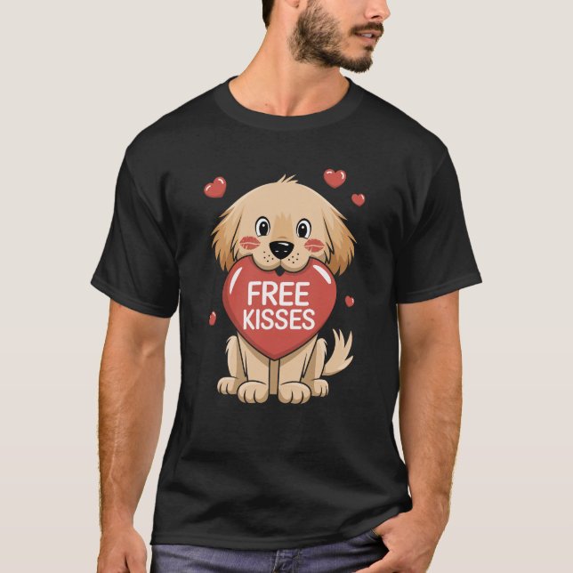 Camiseta Dia de os namorados de Retriever de ouros (Frente)