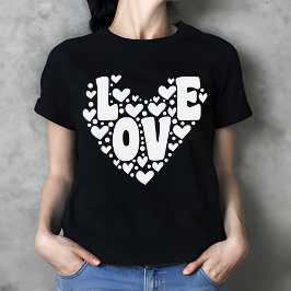 Camiseta Dia de os namorados de Retro Love Heart Black Wome