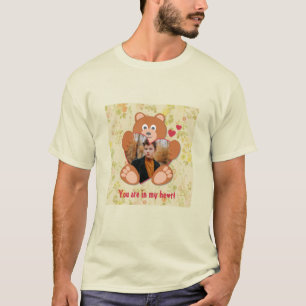 Camiseta Dia de os namorados de urso de pelúcia floral