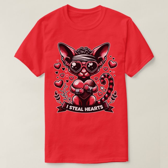 Camiseta Dia de os namorados Devon Rex Cat (Frente do Design)