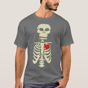 Camiseta dia de os namorados do esqueleto do gótico creme h