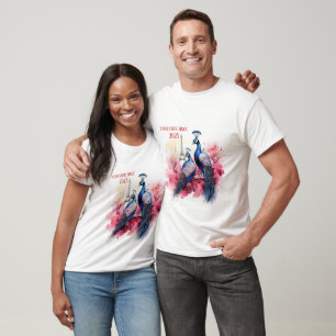 Camiseta Dia de os namorados em Paris - Casal de pavões -