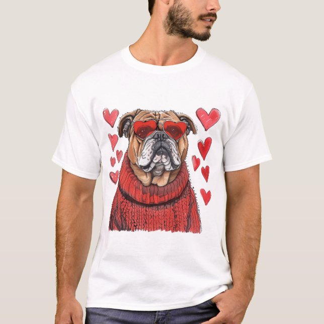 Camiseta Dia de os namorados English Bulldog (Frente)