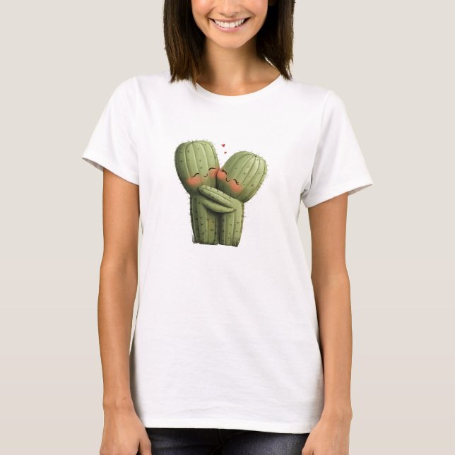 Camiseta Dia de os namorados Engraçado e Engraçado Cactus H (Frente)