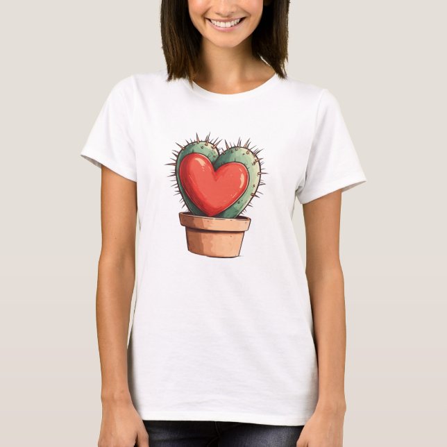 Camiseta Dia de os namorados Engraçado e Engraçado Cactus H (Frente)