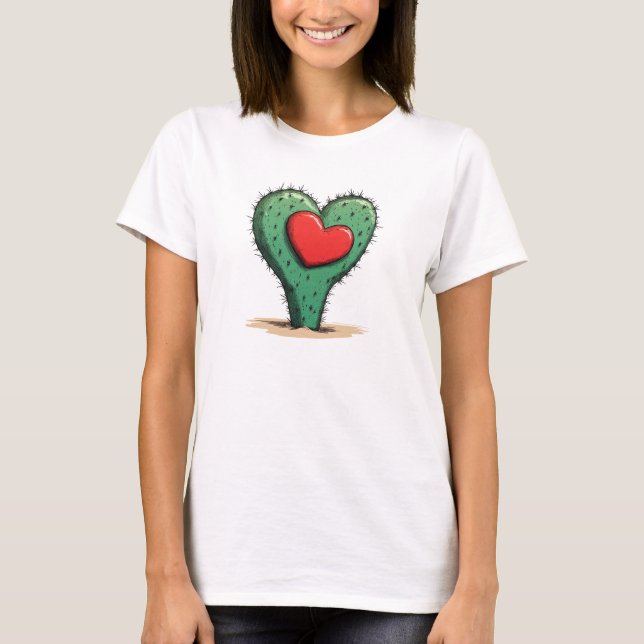 Camiseta Dia de os namorados Engraçado e Engraçado Cactus H (Frente)
