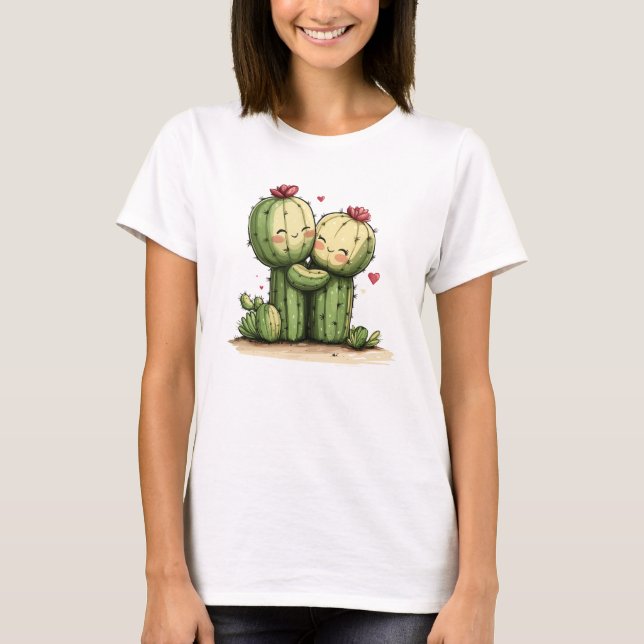 Camiseta Dia de os namorados Engraçado e Engraçado Cactus H (Frente)