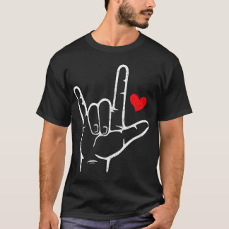 Camiseta Dia de os namorados Eu Te Amo Sinal Asl Heart Men