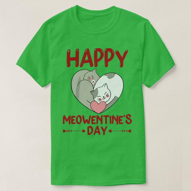 Camiseta Dia de os namorados Feliz Meowentines Day Cat Love (Frente do Design)