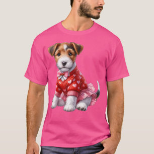 Camiseta Dia de os namorados Fox Terrier Hearts Love Fox Te