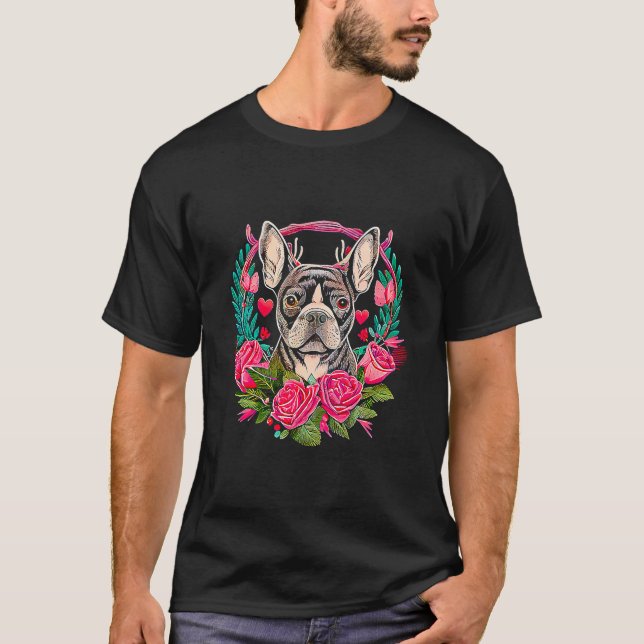 Camiseta Dia de os namorados francês Bulldog Dog Namorados  (Frente)