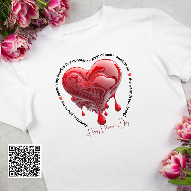 Camiseta Dia de os namorados Funny Red Melting Heart (Criador carregado)