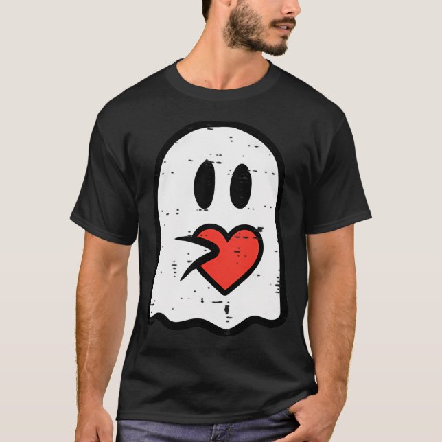Camiseta Dia de os namorados Ghost Heart Pocket Cute My Boo (Frente)