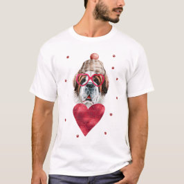 Camiseta Dia de os namorados Gift Santo Bernard Dog