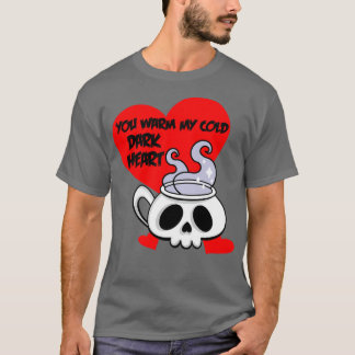 Camiseta Dia de os namorados Gótico Coffee Skull Emo 1