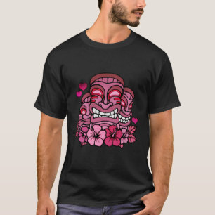 Camiseta Dia de os namorados Hawaii Tiki Luau Totem Hibiscu