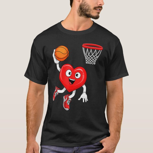 Camiseta Dia de os namorados Heart Dunking Basball Men G (Frente)
