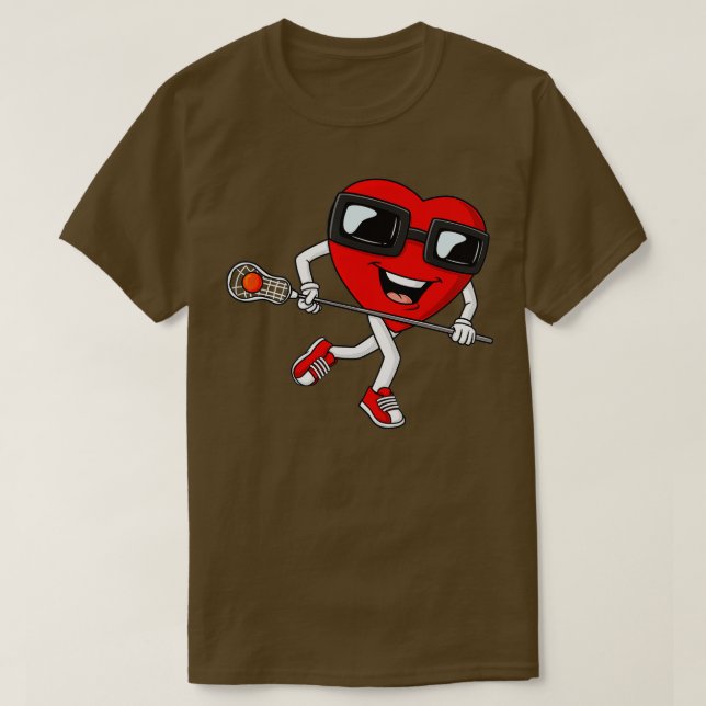 Camiseta Dia de os namorados Heart Holding Lacrosse Stick B (Frente do Design)
