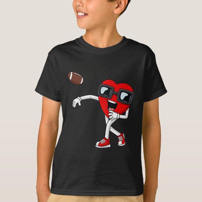 Camiseta Dia de os namorados Heart Quarterback Futebol Boys (Frente)