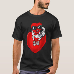 Camiseta Dia de os namorados Heart Video Gamer Controller B