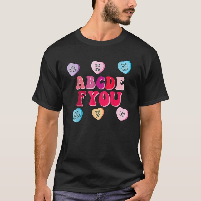 Camiseta Dia de os namorados Hearts ABCDEFU Mulheres Namora (Frente)