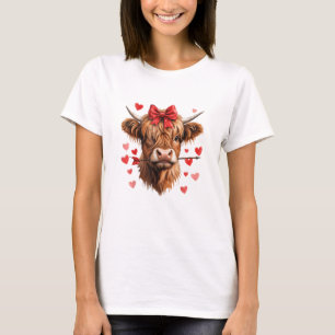 Camiseta Dia de os namorados Highland Cow Funny Hearts Namo
